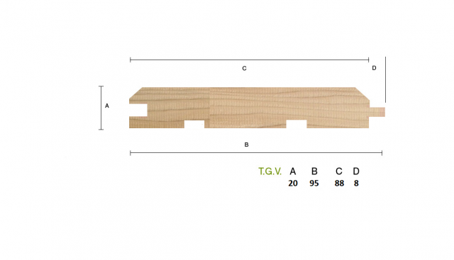 Larch 20 x 95mm T.G.V. Cladding ST0.L 