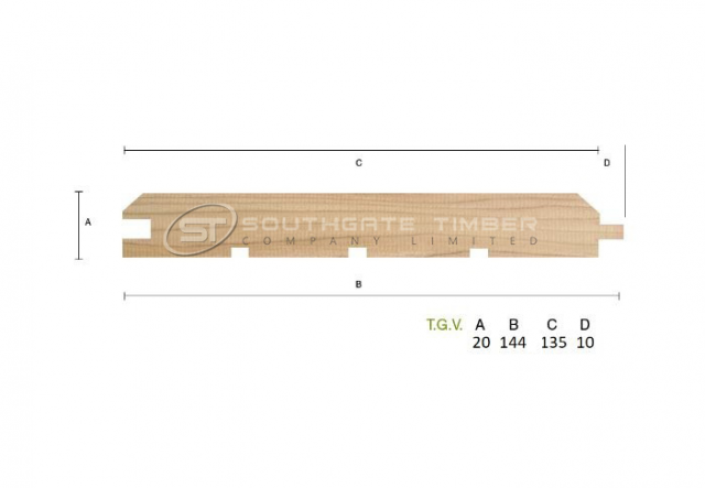 Larch 20 x 144mm T.G.V. Cladding ST1.L 