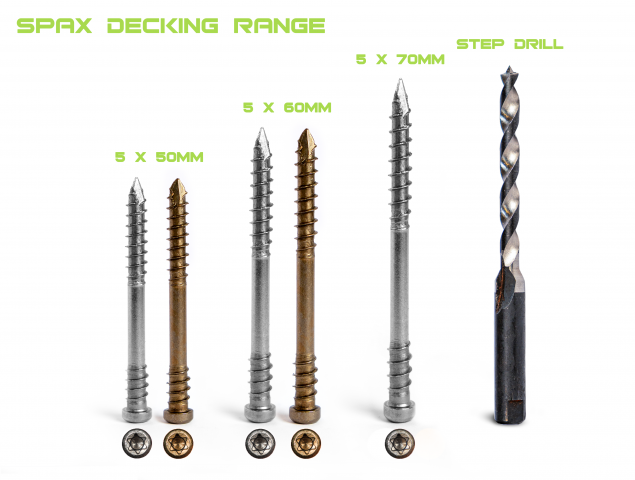 Spax Stainless 5.0 x 60mm x 200 tubs decking screw