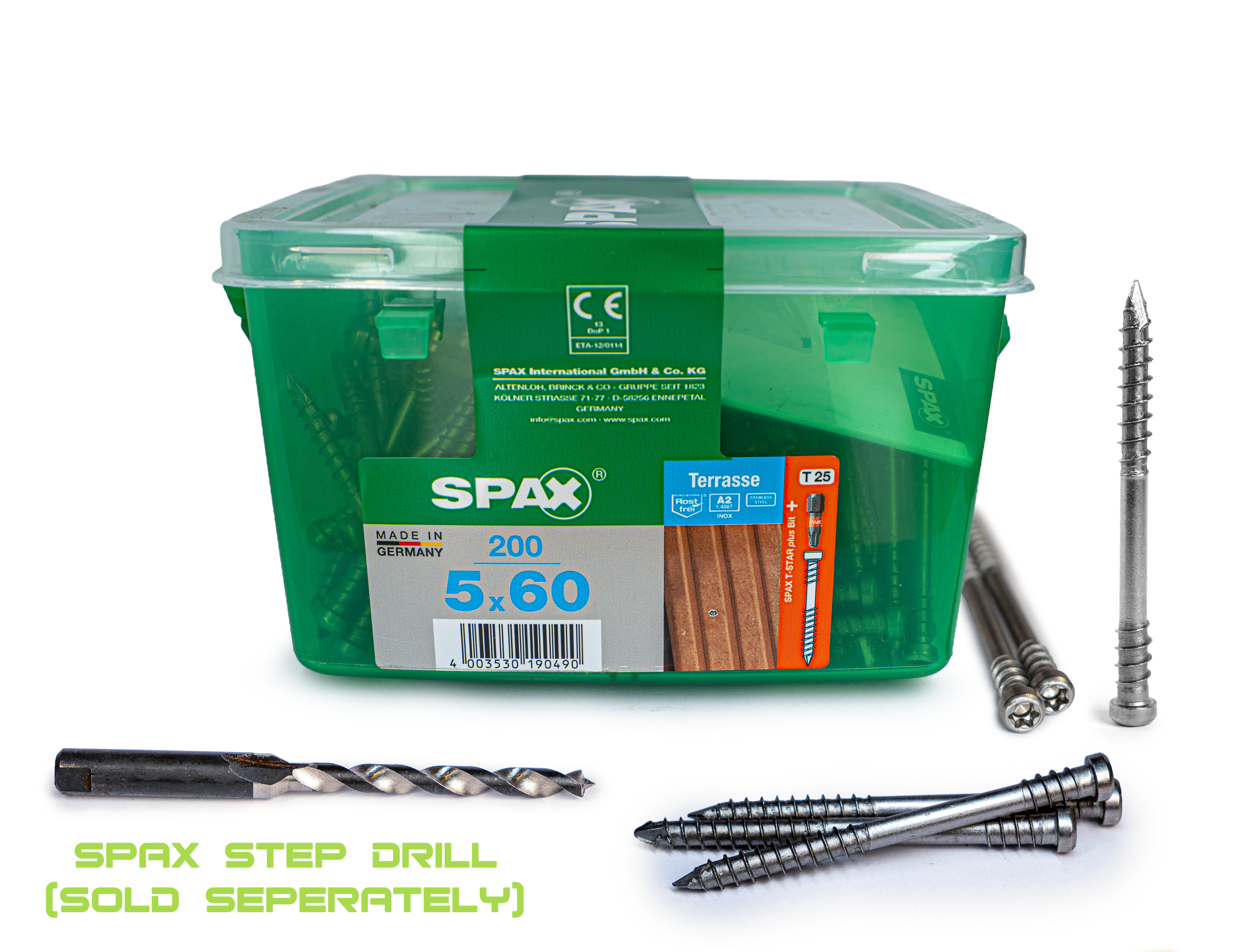 Spax Stainless 5.0 x 60mm x 200 tubs decking screw
